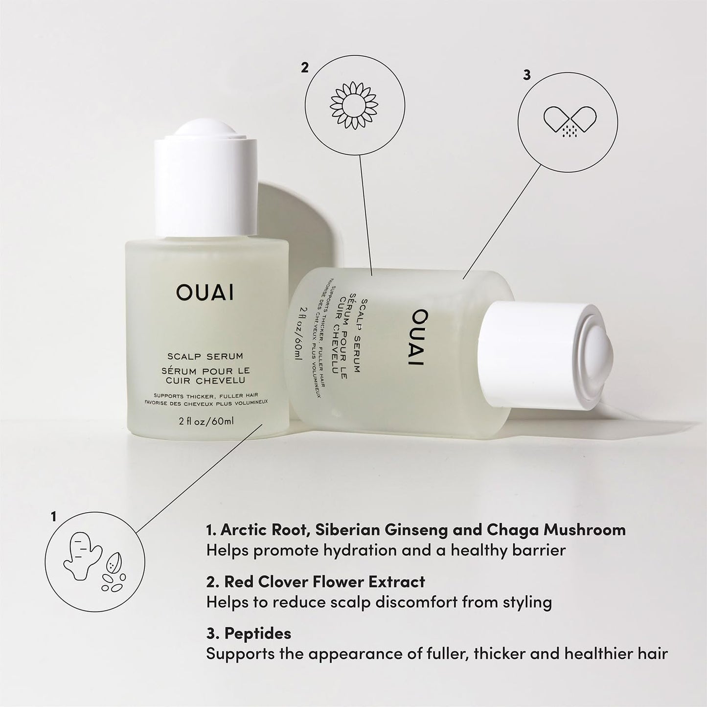 OUAI Scalp Serum - Hydrating Hair Serum with Red Clover Extract, Siberian Ginseng and Peptides