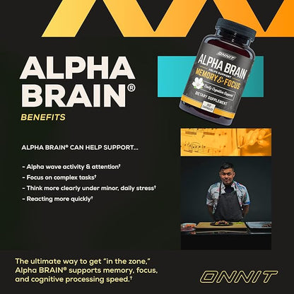 ONNIT Alpha Brain Nootropic Supplement | Memory & Focus Enhancement | Cognitive Support Capsules (90 Count)