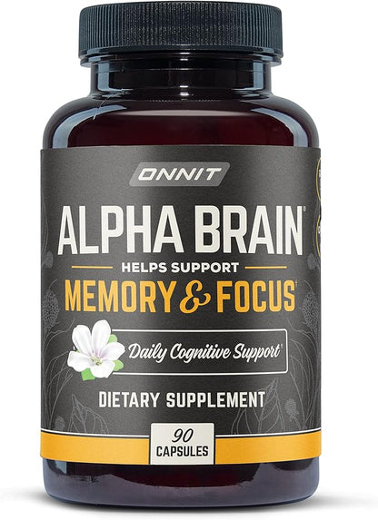 ONNIT Alpha Brain Nootropic Supplement | Memory & Focus Enhancement | Cognitive Support Capsules (90 Count)