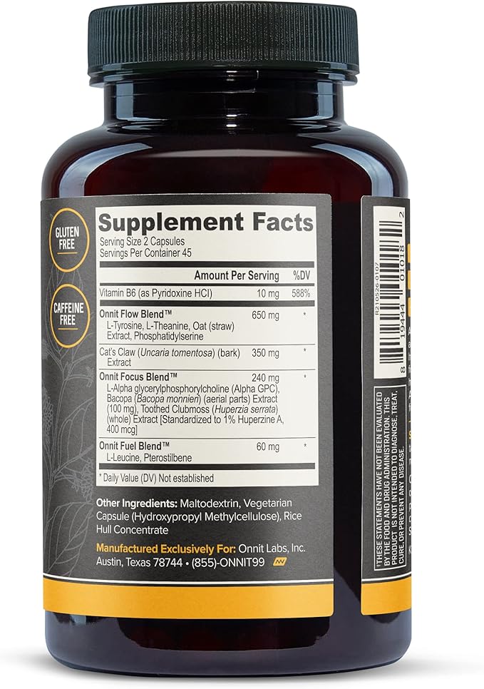 ONNIT Alpha Brain Nootropic Supplement | Memory & Focus Enhancement | Cognitive Support Capsules (90 Count)