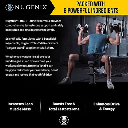 Nugenix Total-T Testosterone Booster for Men | Free & Total Testosterone Support Supplement (90 Count)